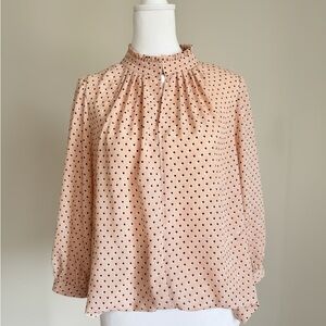 Worthington Blush Polka Dot Blouse